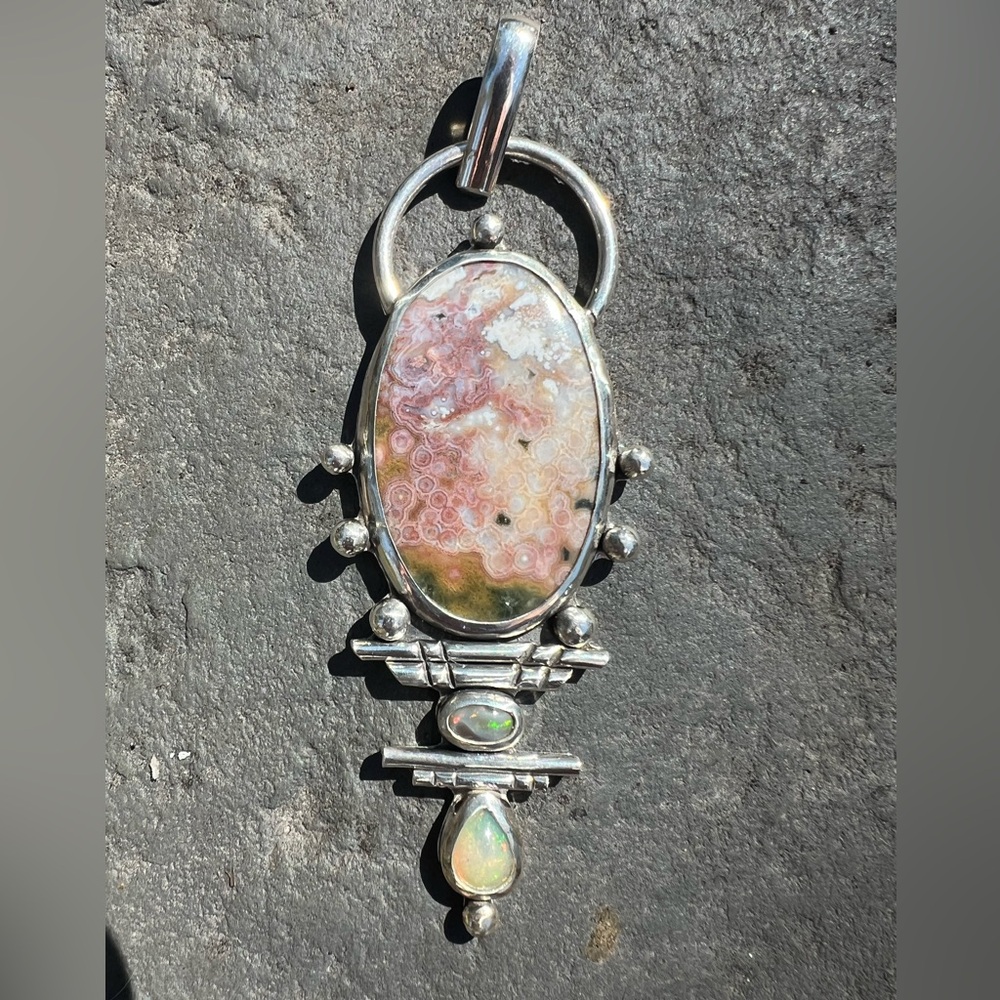 Artisan Ocean Jasper & Opal Pendant